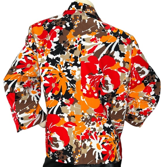 KASPER Plus Multicolor Red & Orange Abstract Floral Pattern Double Button Blazer - Picture 5 of 16